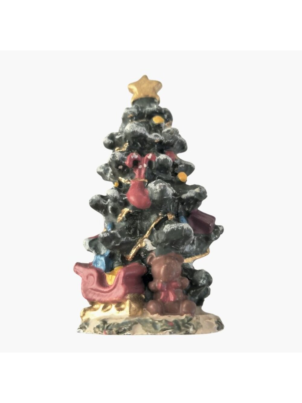 Novelino Antique Pewter Christmas Tree Figurine Original Box Vintage